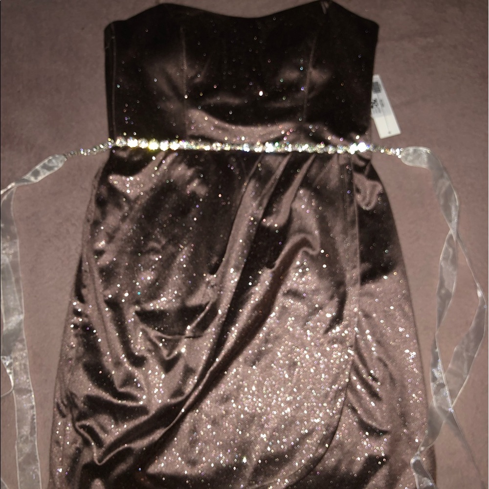 strapless glitter dress